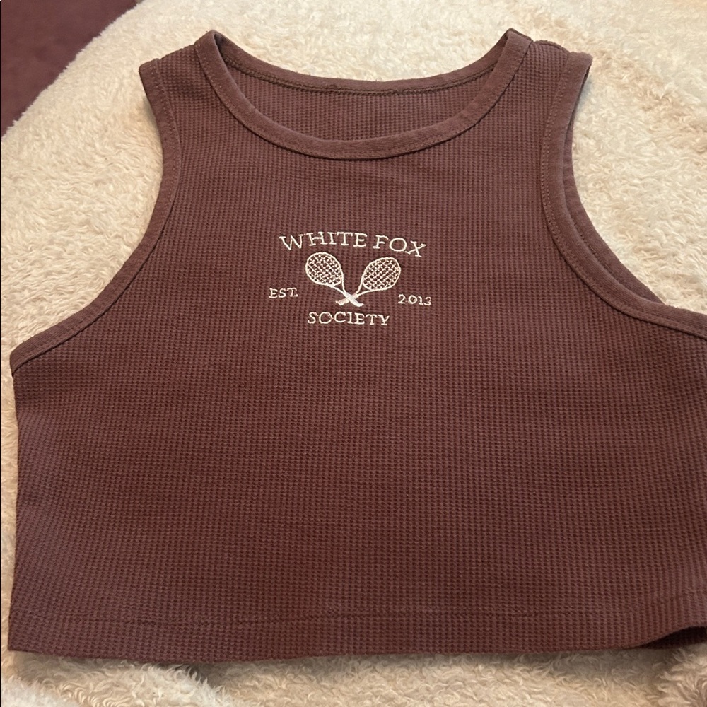 White Fox Society Brown Crop Top